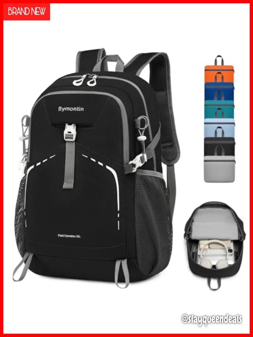 Lightweight Packable 35L Daypack Backpack with Hydration Bladder Pocket